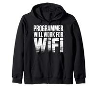 Programmer Will Work for WiFi Coding Programming - Felpa con Cappuccio