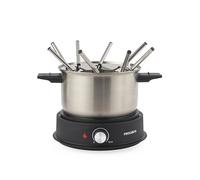 Progress Macchina per fonduta elettrica - 8 forchette in acciaio inox e pentola rimovibile da 20cm, capacità di 1,5 litri, controllo della temperatura regolabile, spie luminose di alimentazione, 1500W