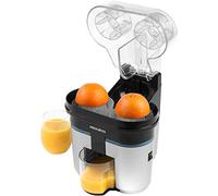 Progress EK5027P Slice & Juice - Spremiagrumi elettrico doppio con affettatrice integrata, doppia funzione di spremitura, contenitore da 500 ml, attacchi a cono e filtro rimovibili, interruttore on