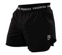Progress Jiu Jitsu Academy Board Shorts | Pantaloncini da palestra da uomo per BJJ | Nero, cucitura interna 20,3 cm, vita 76-81, 3 tasche, vita alta, poliestere, lavare solo a mano