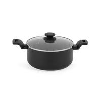 Progress Marble Ceramic Casseruola - 24cm Rotonda Cocotte Pentola Con Coperchio, Antiaderente, per Adatto a Piani di Cottura, alluminio Pentola multifunzionale con impugnature doppie