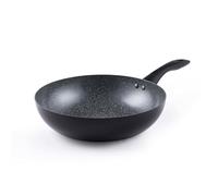 Progress Marble Ceramic Wok - Ø 28 cm, Antiaderente rivestimento in ceramica, adatto per tutti i fornelli da cucina, leggero alluminio, Manico Ergonomico, Tradizionale Fondo Piatto