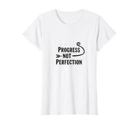 Progress Not Perfection Citazione di mentalità Motivazionale per la Crescita Maglietta, Donna, Bianco, 3XL
