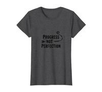 Progress Not Perfection Citazione di mentalità Motivazionale per la Crescita Maglietta, Donna, Grigio Scuro, L