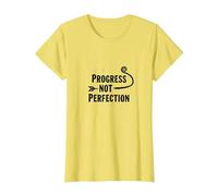 Progress Not Perfection Citazione di mentalità Motivazionale per la Crescita Maglietta, Donna, Limone, 3XL