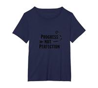 Progress Not Perfection Citazione di mentalità Motivazionale per la Crescita Maglietta, Donna Plus-Size, Navy, 4X