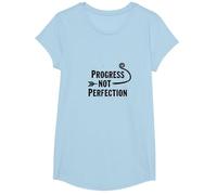 Progress Not Perfection Citazione di mentalità Motivazionale per la Crescita Maglietta, Ragazze, Celeste, M