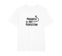 Progress Not Perfection Citazione di mentalità Motivazionale per la Crescita Maglietta, Uomo Taglie Grandi, Bianco, 3X Tall