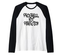 Progress Not Perfection Graffiti Motivational Art Maglia con Maniche Raglan