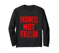 Progress Not Perfection - Lettere Rosse invecchiate Maglia a Manica