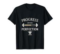 Progress Over Perfection Palestra Sollevamento pesi Motivazione Maglietta
