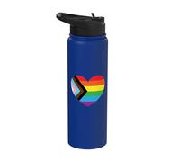 Progress Pride Arcobaleno Cuore LGBTQ+ Stainless Steel Insulated Water Bottle