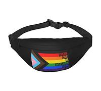 Progress Pride Flag Rainbow Gay Lesbiche Transgender Bisessuali LGBTQ Marsupio Regolabile Casual Marsupio Pack Escursionismo Cintura Marsupio, Nero , Taglia unica, Cintura per soldi
