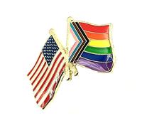 Progress Pride Gay LGBT Stati Uniti d'America USA Amicizia Americana Metallo Smalto Paese Bandiere Distintivo LGBTQ+, Metallo