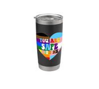 Progress Pride Love Flag Heart LGBTQ+Sei al sicuro con me Bicchiere termico in acciaio inox doppia parete
