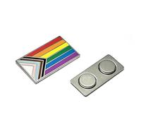 Progress Rainbow Pride Flag LGBTQI Spilla smaltata con supporto magnetico per giacca, zaino, memoriale, vestiti, borsa, camicia, 1.25 inch / 32 mm, Ferro, Ferro