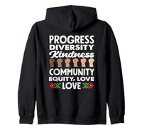 Progresso Diversità Gentilezza Amore Black History Month Felpa con Cappuccio