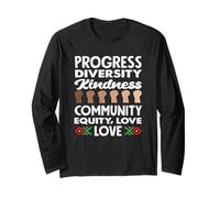 Progresso Diversità Gentilezza Amore Black History Month Maglia a Manica