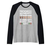 Progresso Diversità Gentilezza Amore Black History Month Maglia con Maniche Raglan