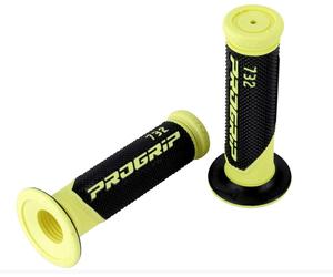 PROGRIP Handlebar impugnature 732, giallo/nero al neon, 7/8 pollici, chiuso, nero-giallo