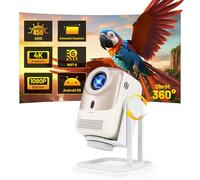 Proiettore 1080P 4K Supporta 450 ANSI Proiettore Portatile Con Android OS, Auto Focus/Keystone, WiFi6 BT5.2, Rotazione a 360° Videoproiettore Home Cinema per PS5/Smartphone/TV Stick