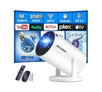 【Proiettore 1080P FHD 2026 Upgraded】Mini Proiettore Portatile 4K con WiFi 6 BT 5.2 Videoproiettore Supporta Rotativo a 270°Projector Auto Keystone TV Stick/USB/HDMI/PC con Cavo HDMI & Mouse,Bianco