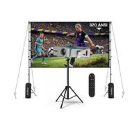 Proiettore 1080P Nativo WiFi & Bluetooth con Schermo 100 Pollici e Supporto - 4K Supporto, 320 ANSI, Correzione Keystone Automatica - Per HDMI, USB, iOS & Android - 50-200 Pollici - Di MMOBIEL