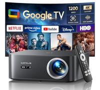 Proiettore【1200 ANSI/Google TV】Netflix Ufficiale Proiettore 4K Support, Autofocus/Keystone Nativo 1080P Smart Videoproiettore Full HD WiFi Bluetooth con Controllo Vocale Remoto per Home Cinema