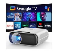 Proiettore 1500 ANSI con WiFi e Bluetooth, proiettore portatile Goiaey Smart compatibile con GoogIe TV, app ufficiali integrate, GoogIe Voice, DoIby Audio, HDMI ARC CEC Native 1080P Proiettore