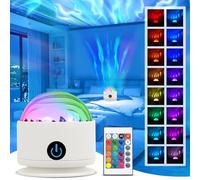 Proiettore 2 In 1 Aurora e Onde Dell'oceano, Proiettore a LED per il Cielo Stellato con Telecomando e 7 Effetti Luminosi, Lampada Proiettore RGB Dimmerabile con Luce Notturna per Bambini (B)