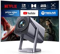Proiettore 4K【Compatibile con Netflix/Dolby/Tiro Corto】Proiettores Smart TV 27000Lumens Auto Focus Mini Proiettori WiFi Bluetooth Bidirezionale Soffitto Rotazione 360°Proiettore Home Cinema da Esterno