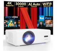 Proiettore 4K [Netflix Ufficiale & Auto Focus/Keystone] AKIYO O9 Proiettore 4K Smart TV con WiFi6 e Bluetooth, 30000Lumen Full HD 1080P Nativo, per Netflix/Youtube/PrimeVideo/D+/Smartphone