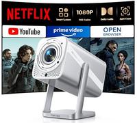 Proiettore 4K【Netflix Ufficiale & Dolby】Proiettore Portatile 700ANSI Messa Fuoco Auto Keystone con Bluetooth Bidirezionale Mini Proiettores Girevole 360° per Home Theater/Esterno/ARC/CEC