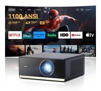 Proiettore 4K Supporto, 1100 ANSI/Google TV, Auto Focus Keystone Videoproiettore, Full HD 1080P Nativo Home Cinema