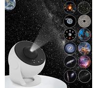 Proiettore a stella, planetario, luce notturna con 12 dischi di ricambio, ampia area di proiezione, immagine HD con sistema solare, costellazione luna, per bambini e adulti, camera da letto a soffitto