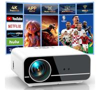 Proiettore Android TV & autofocus/correzione trapezoidale: 25000 lumen WiFi6 Bluetooth Full HD 1080P proiettore 4K Home Theatre, correzione trapezoidale auto 6D/4P zoom 50%, proiettore intelligente