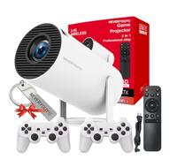 Proiettore Arcade Vision con giochi integrati in oltre 36.000 giochi retrò, proiettore 2 in 1 4K con 2 controller wireless, regali per uomini/ragazzi/bambini