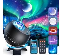 Proiettore Aurora Boreale Soffitto, Bluetooth&15 Musica Lampada Proiettore Bambini,15 Colori Lampada Aurora Boreale con Timer&Telecomando Proiettore Stelle Soffitto Adulti Natale Luminosità Regolabili