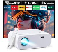 Proiettore con WiFi Bluetooth Mini Outdoor / Home Video Proiettore Full HD Native 1080P Portatile 4K Home Cinema 18000 Lumen, Compatibile con iPhone/Android