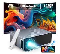 Proiettore con Wifi e Bluetooth 2024 aggiornato, Native Full HD 1080P Bluetooth Proiettore per Video, Proiettore di Film Interno Esterno Ultimo Intervento per Home Theatre, Compatibile con