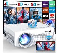 Proiettore con WiFi e Bluetooth, FUDONI 5G WiFi Native 1080P proiettore esterno 15000L compatibile con 4K, proiettore di film portatile con display e max. 300 pollici per