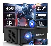 Proiettore con WIFI e Bluetooth, Proiettore Bluetooth Nativo 1080P, Proiettore di film portatile Full HD per esterni con altoparlante integrato, compatibile con smartphone, HDMI, USB, Fire Stick per