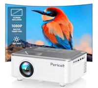 Proiettore con WiFi e Bluetooth, proiettore da esterno con schermo da 100 pollici, proiettore pericat 200 ANSI 1080P HD con altoparlante integrato da 15 W, compatibile con smartphone, TV Stick, Xbox
