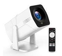 Proiettore con WiFi e Bluetooth, Smart TV OS con app ufficiali, proiettore da soffitto girevole a 270°, 1080P, Keystone automatico, zoom, mini, proiettore cinematografico esterno, bianco