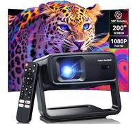 Proiettore con WiFi e Bluetooth, supporta il proiettore di decodifica 4K, 1200 ANSI girevole a 180° con mini proiettore nativo 1080P, Keystone automatico, proiettori di film intelligenti portatili per