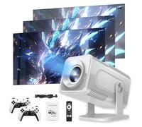 Proiettore di gioco HCS350Max con 2 controller di gioco senza fili & 30.000 + giochi, proiettore retrò 1080P 4K remoto Bluetooth, compatibile con HDMI/TV Stick/USB/Phone/PC, bianco