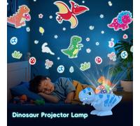 Proiettore di luce notturna a 8 modalità a forma di dinosauro con 2 pellicole per proiezione di cielo stellato, rotazione a 360°, proiezione silenziosa del cielo stellato, compagno per l'ora di andare