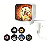 Proiettore di luce notturna USB satellitare per Halloween, lampada a LED con lenti intercambiabili per decorazione di stanze e feste, regalo per le vacanze, luce notturna + 6 diapositive