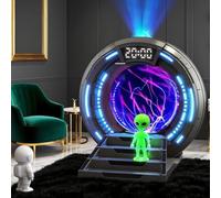 Proiettore di luci settentrionali Stargate Galaxy Night Light Plasma Globe Lamp con suono bianco rumore, musica Bluetooth, sveglia, decorazione per la camera dei bambini, regalo per Natale, compleanno
