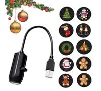 Proiettore di Natale - Luce esterna impermeabile alimentata tramite USB | 10 motivi festivi | Patio, Parete, Decorazioni per alberi di Natale, Prato, Casa, Ringraziamento e atmosfera